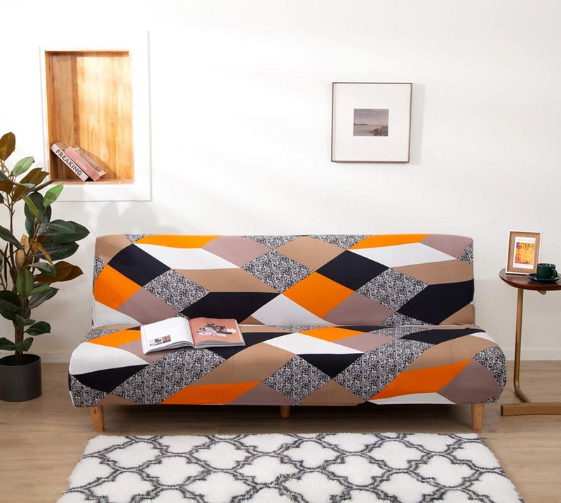 Cornasee Stretch Geometric Sofa Bed Cover Futon Slipcover,Full Folding Armless Sofa Covers Furniture Protector, Machine Washable (D) - Image 2